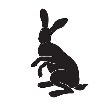 cartoon rabbit vector animal black silhouette.