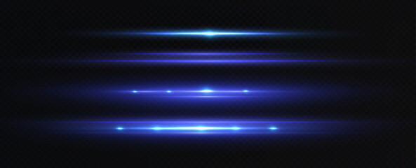 Vector illustration of a blue color. Light effect. Abstract laser beams of light. Chaotic neon rays of light