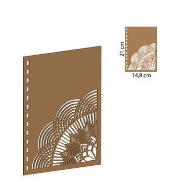 Wooden Notebook with Art laser cut. A5 Spiral Notebook with Wooden Cover. Wooden Journal laser cut file. Pretty Wooden Gift.