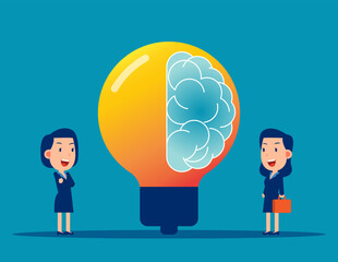 Creative brain with innovative knowledge thinking. Brainstorming process with imagination and genius approach to business