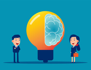 Creative brain with innovative knowledge thinking. Brainstorming process with imagination and genius approach to business