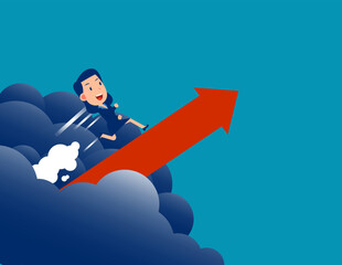 Running from the black clouds. Business escape from danger concept