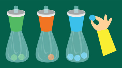 Cups with bags and balloons - illustration