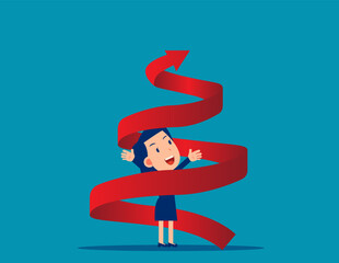 Increase career and personal improvement visualization with upward spiral arrow. Growth spiral vector illustration