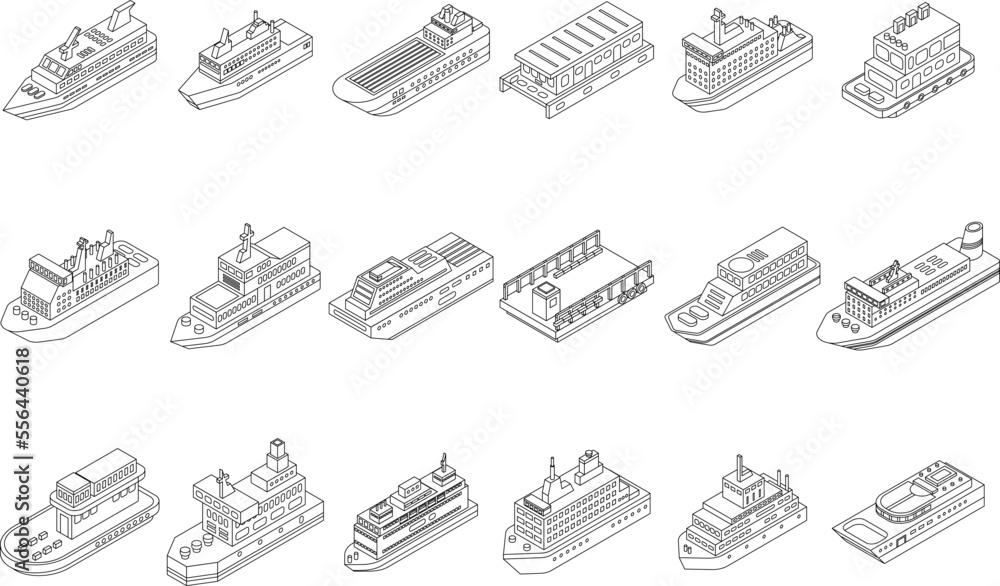 Aufkleber ferry icons set. isometric set of ferry vector icons for web design isolated on white background out