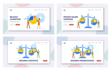 Benchmarking Landing Page Template Set. Business Characters Compare Tools For Companies, Improvement and Progress
