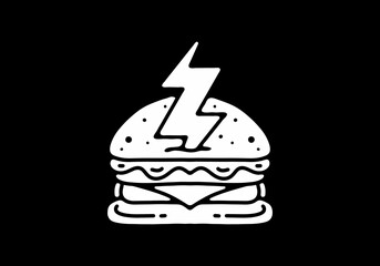 illustration design of the burger and thunder tattoo