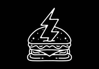 illustration design of the burger and thunder tattoo