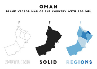 Oman map. Borders of Oman for your infographic. Vector country shape. Vector illustration. - obrazy, fototapety, plakaty