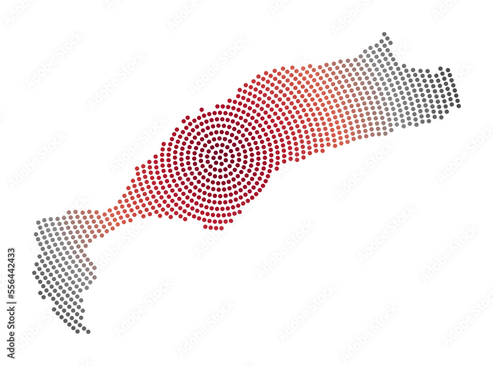 Aufkleber kos dotted map. digital style shape of kos. tech icon of the island with gradiented dots. creative v