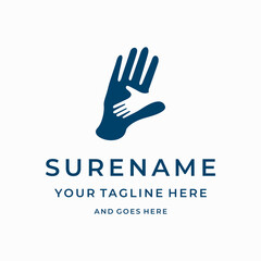 Give hand charity help fund donate humanity and orphan children organization custom logo design for non-profit logo design vector negative space illustration