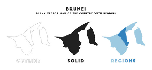 Brunei map. Borders of Brunei for your infographic. Vector country shape. Vector illustration.