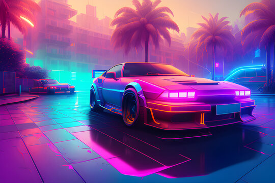 Neon Retro Girl HD wallpaper