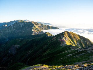 北アルプスの稜線