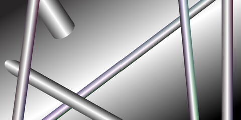 Metallic tubes are scattered. Metallic sheen, gradient. Abstract background, wallpaper. Vector
