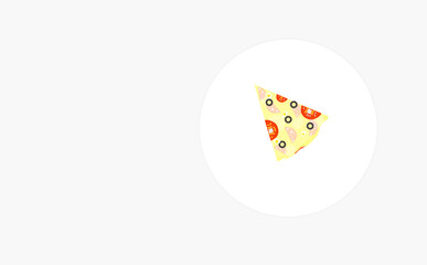 slices of hot fresh pizza on a plate on a grey background. Top view, flat lay.