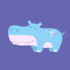 Vector illustration of a cute hippo in a cartoon style