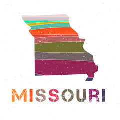 Missouri map design. Shape of the us state with beautiful geometric waves and grunge texture. Astonishing vector illustration.