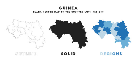 Guinea map. Borders of Guinea for your infographic. Vector country shape. Vector illustration.