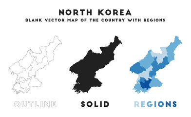 North Korea map. Borders of North Korea for your infographic. Vector country shape. Vector illustration.