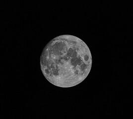 Super full moon with a dark background. Brahmanbaria, Bangladesh. Horizontal Photography.