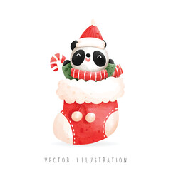 Christmas panda with sock
