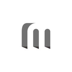 letter m 3d shadow flat simple logo vector - obrazy, fototapety, plakaty
