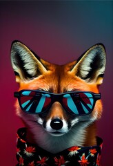 Obraz premium party fox was glasses new yaar's eve celebration