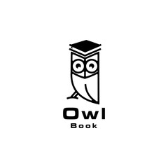 owl book logo design education mascot learning center