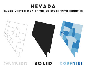 Nevada map. Borders of Nevada for your infographic. Vector us state shape. Vector illustration.
