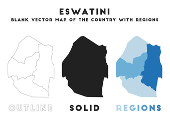 Swaziland map. Borders of Swaziland for your infographic. Vector country shape. Vector illustration.