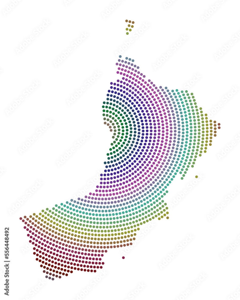 Poster oman dotted map. digital style shape of oman. tech icon of the country with gradiented dots. neat ve