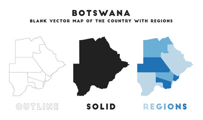 Botswana map. Borders of Botswana for your infographic. Vector country shape. Vector illustration.