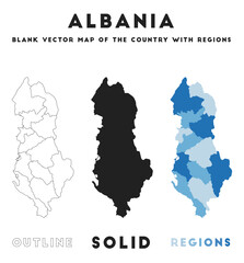 Albania map. Borders of Albania for your infographic. Vector country shape. Vector illustration.