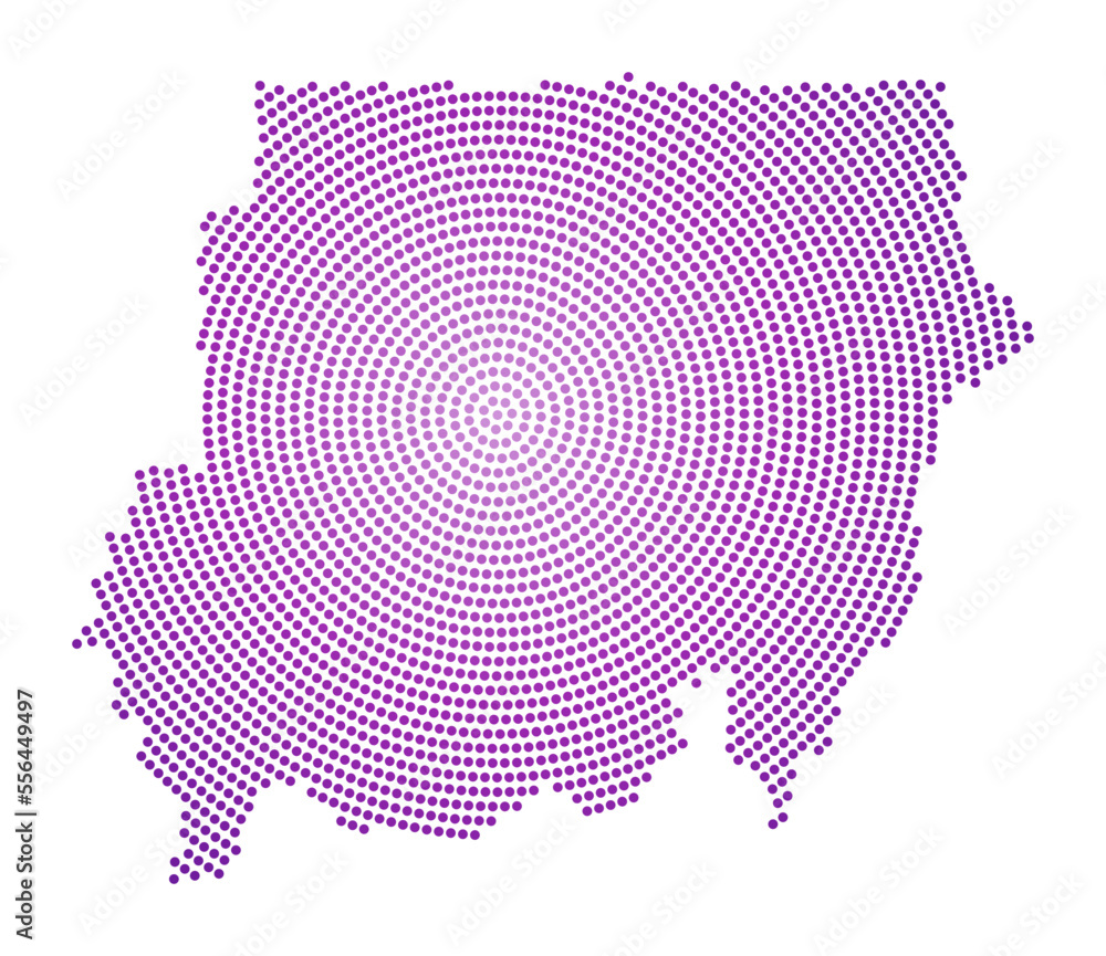 Poster sudan dotted map. digital style shape of sudan. tech icon of the country with gradiented dots. cool 