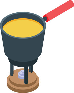Cheese fondue icon isometric vector. Food fork. Hot pot