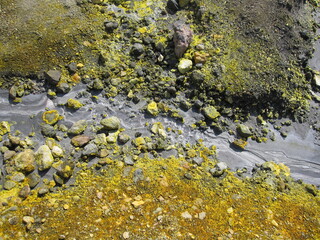 Close-up of sulphurous stream, White Island, New Zealand, 2009.
