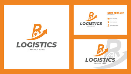letter B logistics company logo with business card design