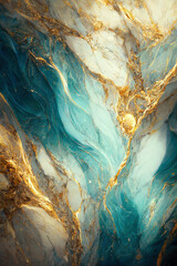 Abstract modern wallpaper. Marbe gold and turquoise texture. AI	