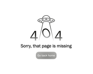 creative ufo spaceship 404 error page not found design icon symbol vector illustration