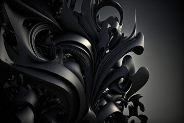 Abstract black background. Dynamic futuristic wallpaper. AI	