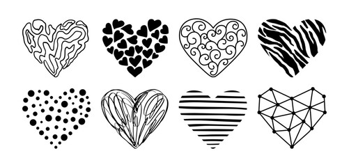 Vector Hearts Doodle Set. Love Symbol Collection Isolated on white. Valentines Sketch © yana2607