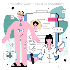 Endocrinologist concept. Thyroid gland examination. Doctor examines