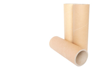 Pressed paper cylindrical tubes, on an isolated white background