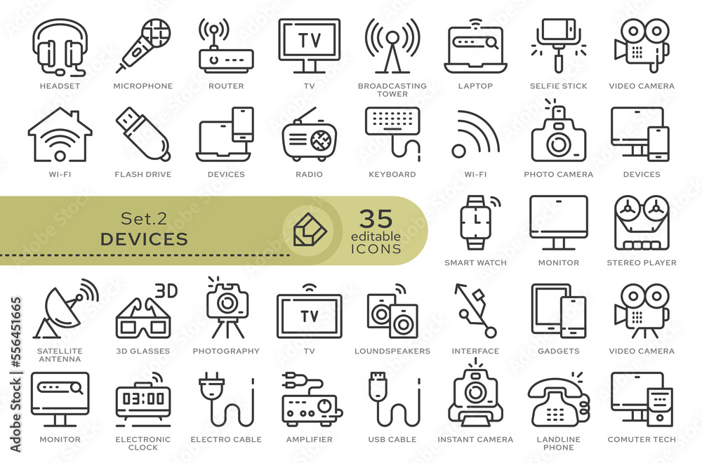 Poster set of conceptual icons. vector icons in flat linear style for web sites, applications and other gra