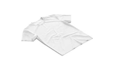 Blank white t-shirt mock up flat lay, side view