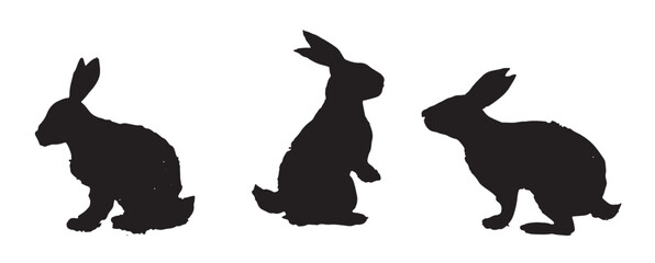 Rabbit silhouette in calligraphic style