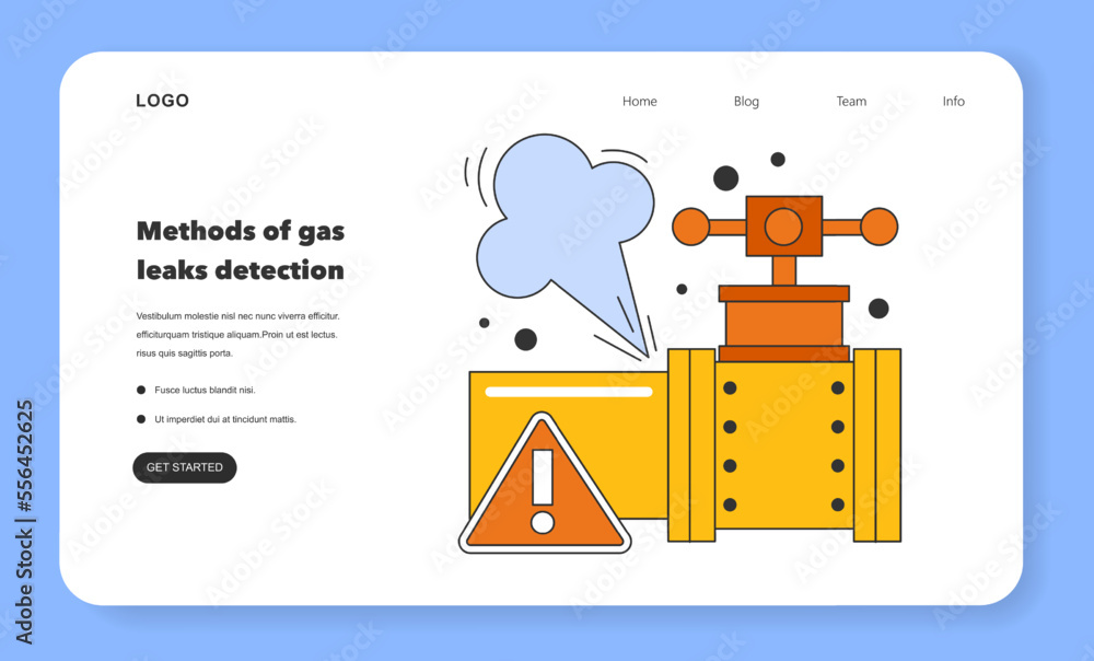 Poster natural gas leakage detection web banner or landing page. pipeline defect