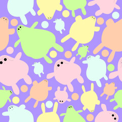 Cute bubbies cartoon seamless pattern. Abstract cartoon characters seamless vector pastel pattern. 