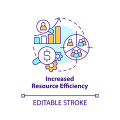 Increased resource efficiency concept icon. Market segmentation benefit abstract idea thin line illustration. Isolated outline drawing. Editable stroke. Arial, Myriad Pro-Bold fonts used